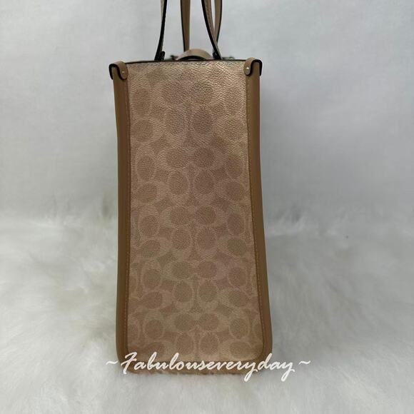 Coach Maggie Tote Bag In Colorblock In Canvas/Gold/Dark Natural Multi CAK59 NWT - Picture 3 of 11